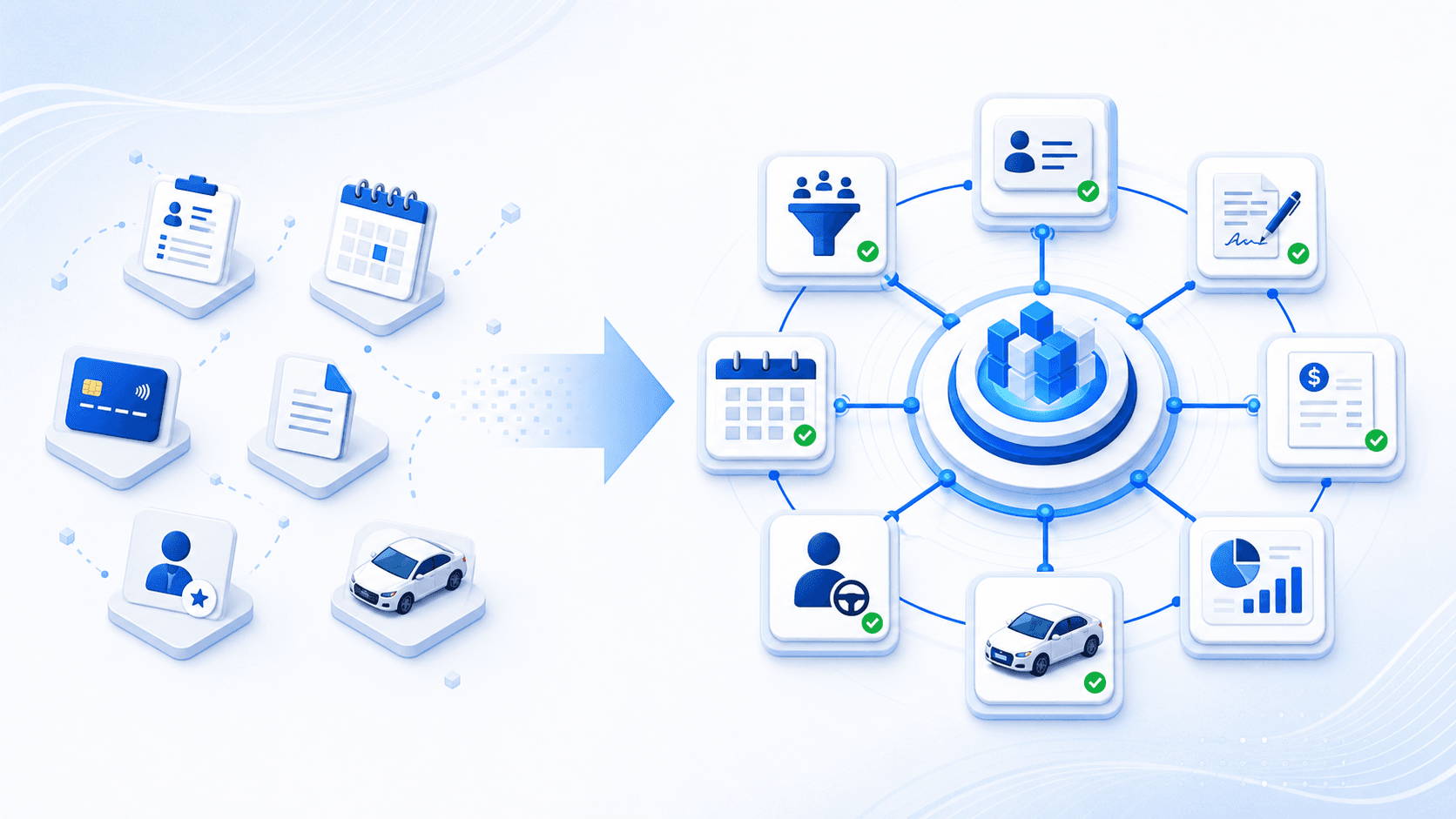 Disconnected driving-school systems connected through a central operations platform